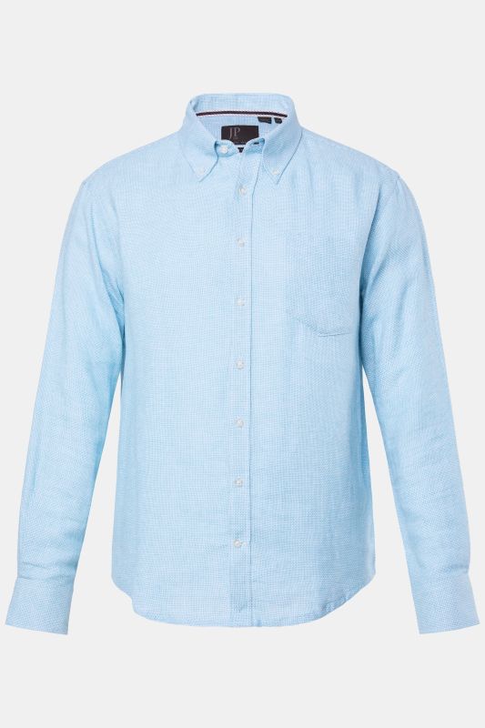 Chemise JP 1880 TwoTone, matière texturée, manches longues et col à pointes boutonnées, coupe Modern Fit - jusqu'au 8 XL