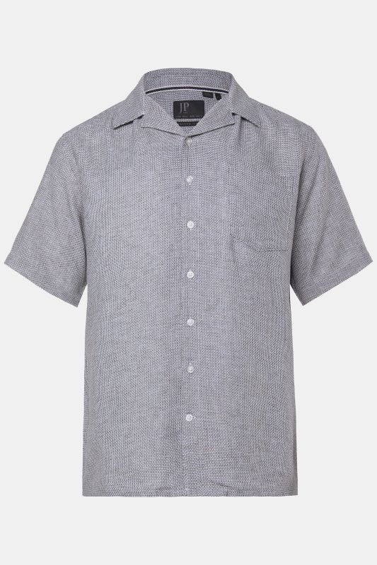 Chemise JP 1880 en lin mélangé et texturé TwoTone, manches courtes et col cubain, coupe Cuba-Fit - jusqu'au 8 XL