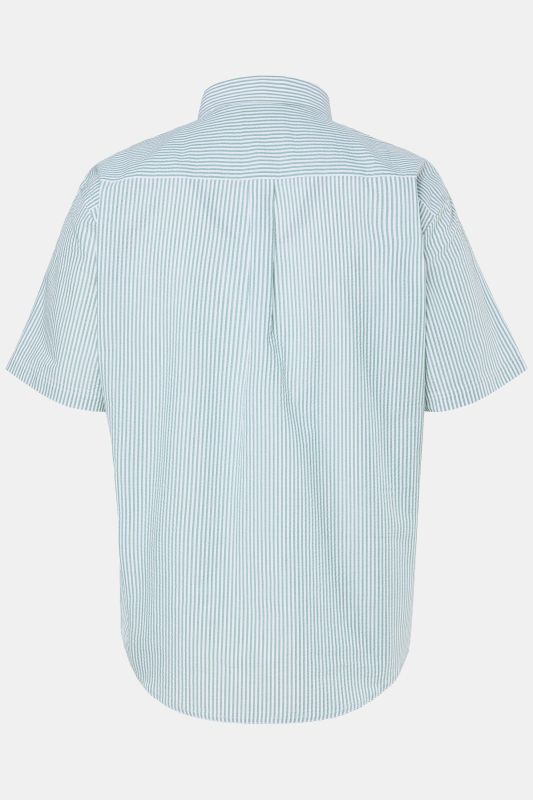 Chemise JP 1880 en seersucker rayé, manches courtes et col à pointes boutonnées, coupe Modern Fit - jusqu'au 8 XL