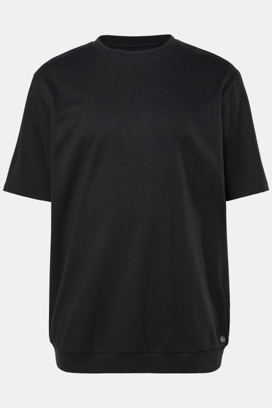 T-shirt JP 1880 en jersey rayé texturé, label OEKO-TEX, manches courtes et col à pointes boutonnées, ventre confort, coupe Modern Fit - du XXL jusqu'au 8 XL