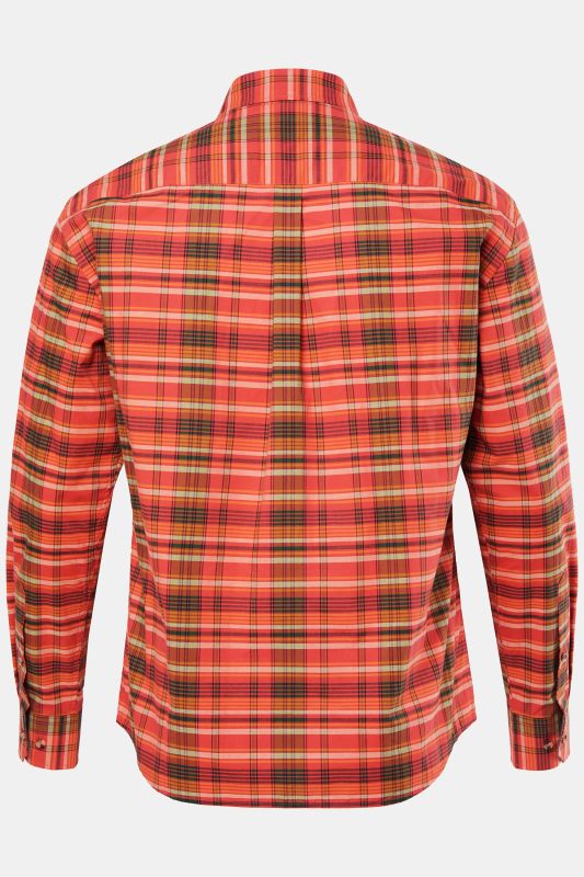 Chemise à carreaux JP 1880, manches longues et col à pointes boutonnée, coupe Modern Fit - jusqu'au 8 XL