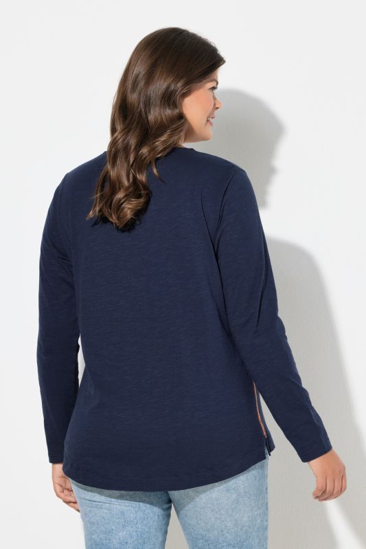 T-shirt à manches longues et col rond, label OEKO-TEX