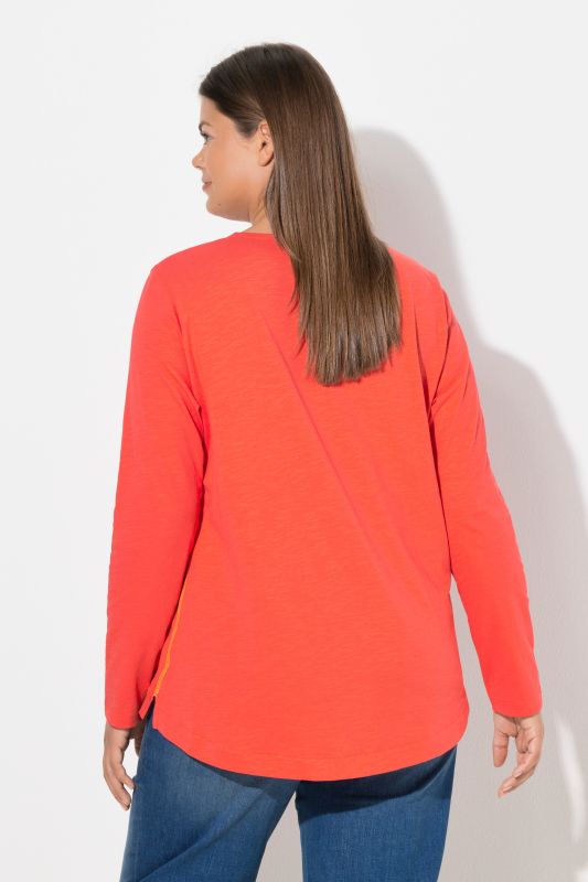 T-shirt à manches longues et col rond, label OEKO-TEX