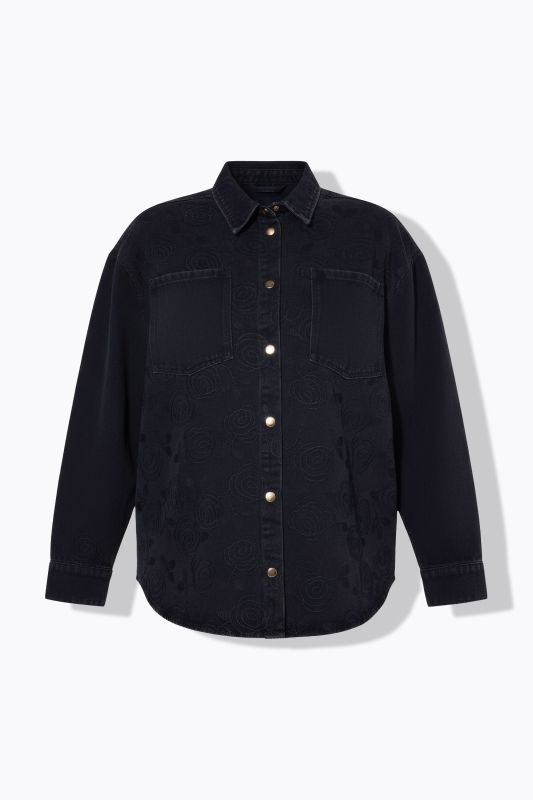 Chemise en jean oversize, tissu denim avec broderie all-over