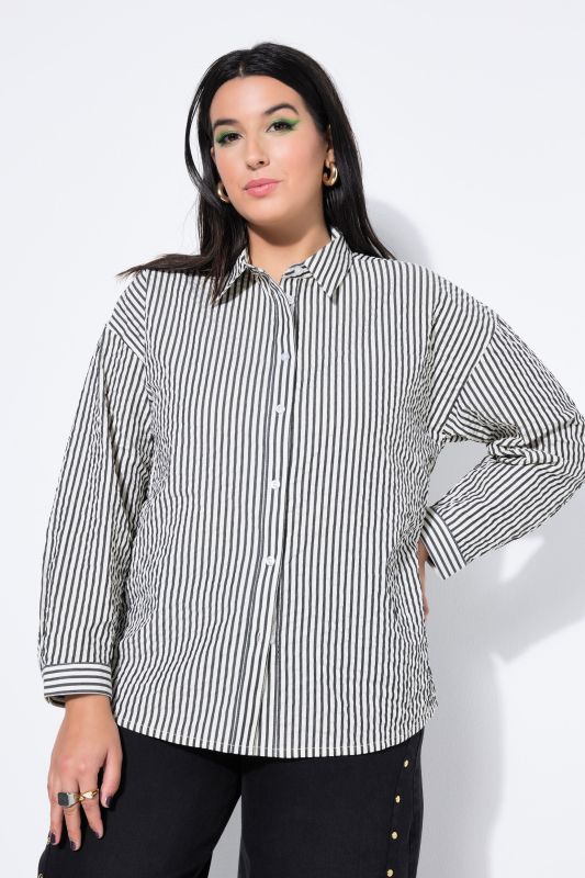 Chemisier oversize, tissu seersucker à rayures