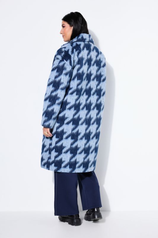 Manteau oversize à motif pied-de-poule et col à revers