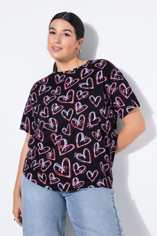 T-shirt oversize à imprimé nœuds et cœurs