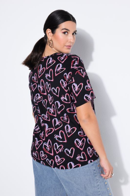 T-shirt oversize à imprimé nœuds et cœurs