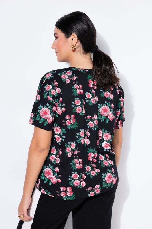 T-shirt oversize, imprimé roses