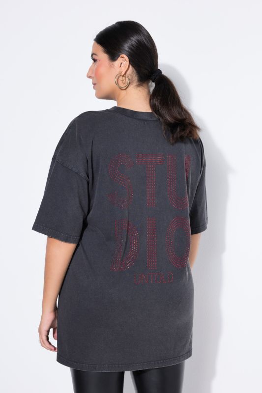 T-shirt à délavage Acid Wash et strass dans le dos