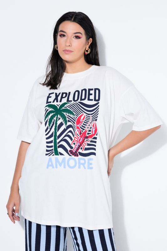 T-shirt oversize, grand imprimé moderne