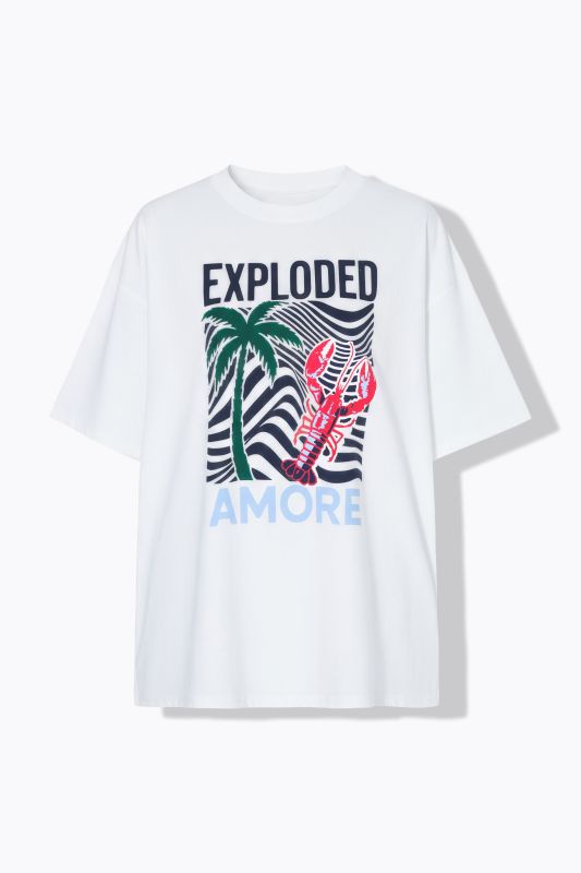 T-shirt oversize, grand imprimé moderne