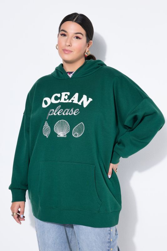 Sweat à capuche oversize avec message imprimé et broderie