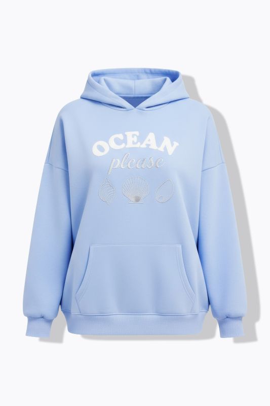 Sweat à capuche oversize avec message imprimé et broderie