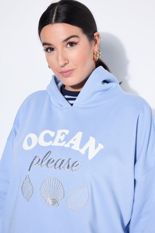 Sweat à capuche oversize avec message imprimé et broderie