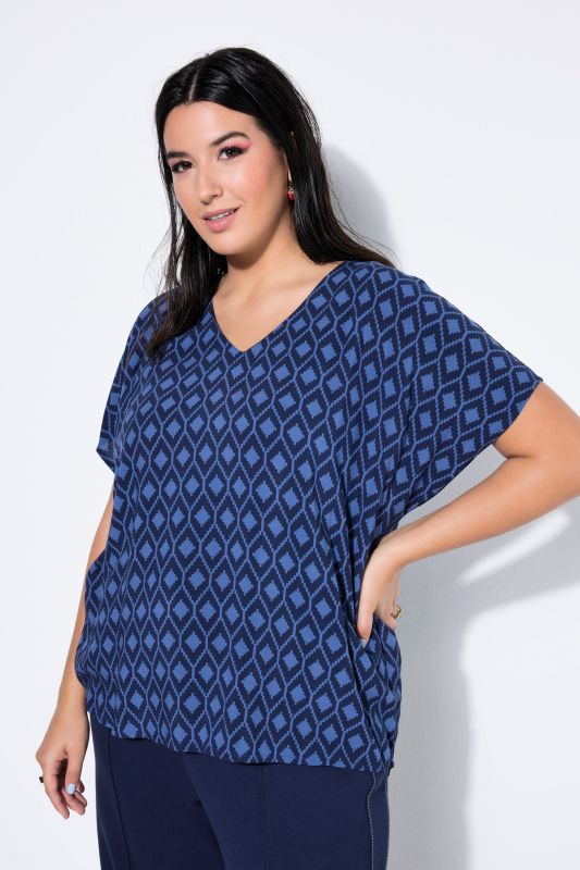 Blouse oversize, motif losanges