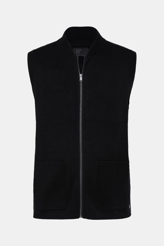 Gilet JP 1880 en maille élastique, col blouson Teddy et fermeture zippée - jusqu'au 7 XL