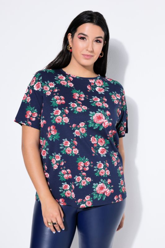 T-shirt oversize, imprimé roses