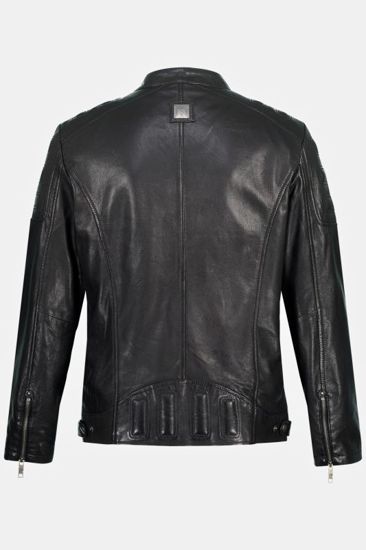 Veste motard en cuir nappa d'agneau haut de gamme, épaules matelassées