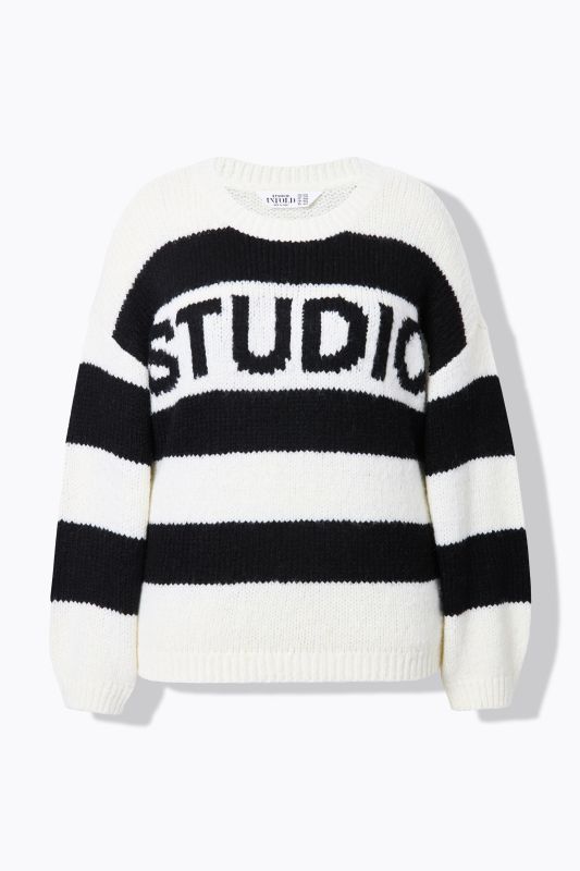 Pull oversize à larges rayures et message