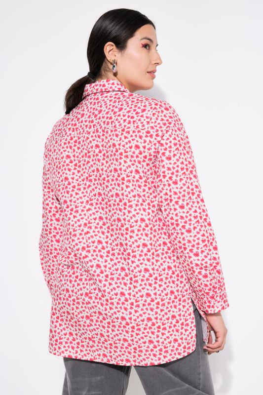 Chemisier coupe Boxy, imprimé petits cœurs