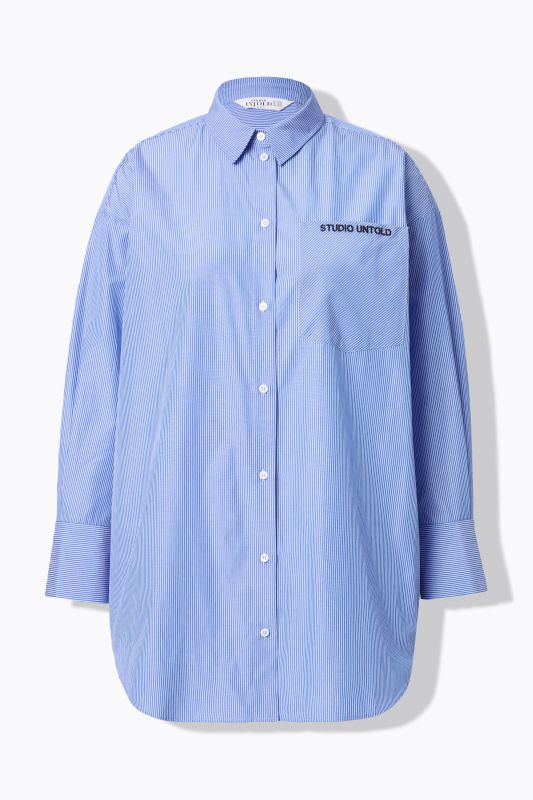 Chemisier oversize à rayures, poche brodée