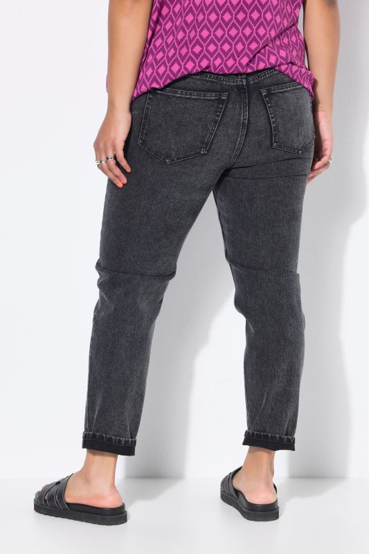 Jean Mom 5 poches, fines rayures