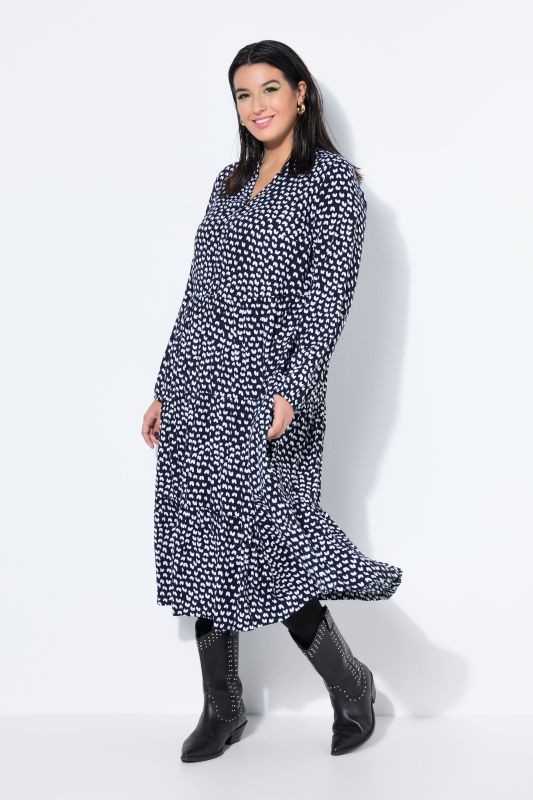 Robe maxi, imprimé noir & blanc, coupe évasée