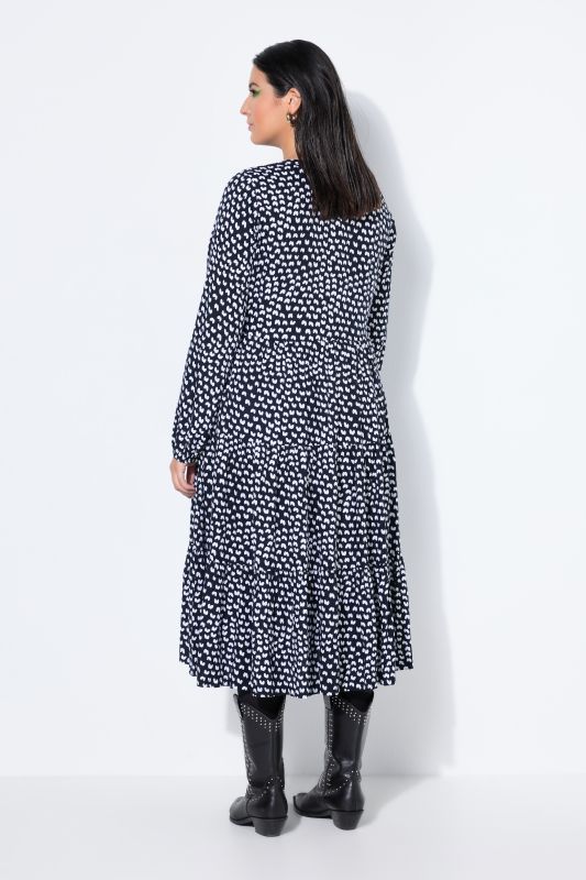 Robe maxi, imprimé noir & blanc, coupe évasée