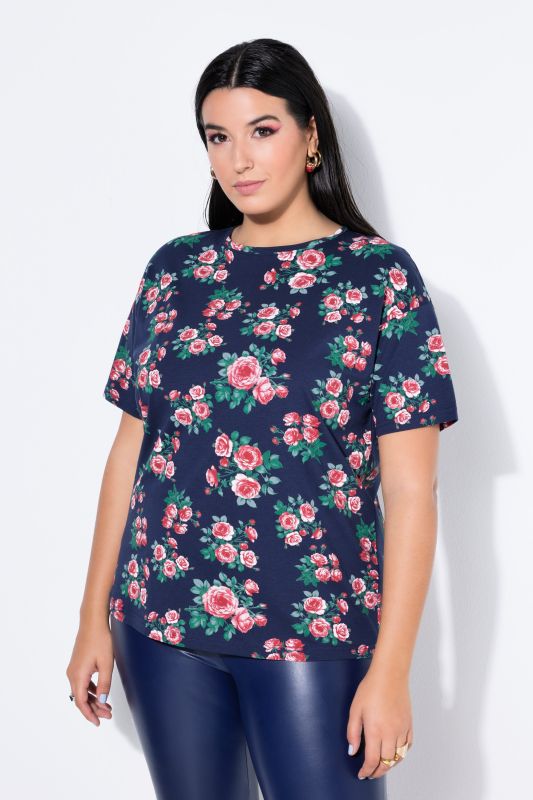 T-shirt oversize, imprimé roses