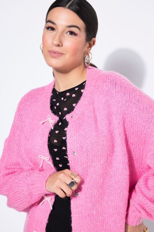 Cardigan oversize à boutons en forme de nœuds