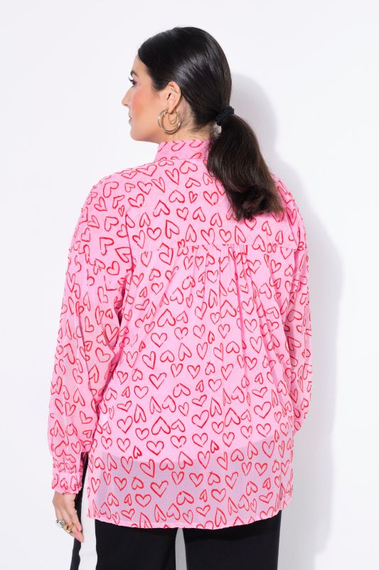 Chemisier oversize à imprimé cœur floqué