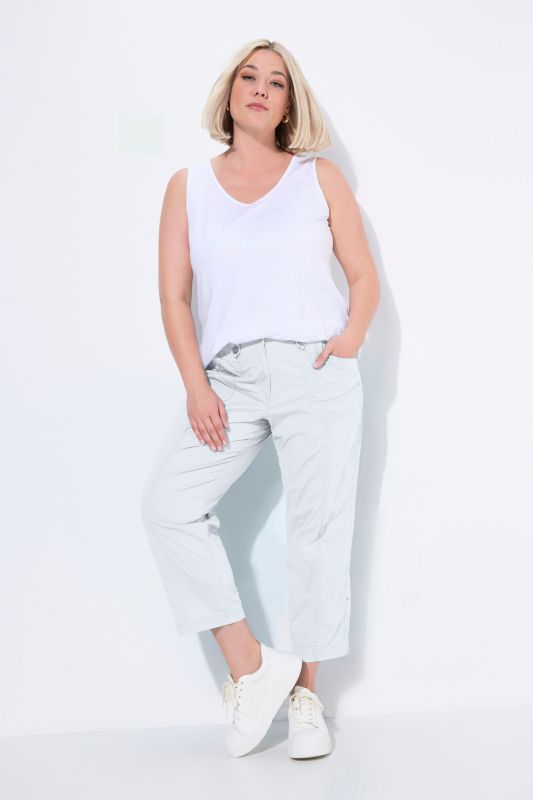 Pantalon cargo 7/8. Taille confortable, Attaches