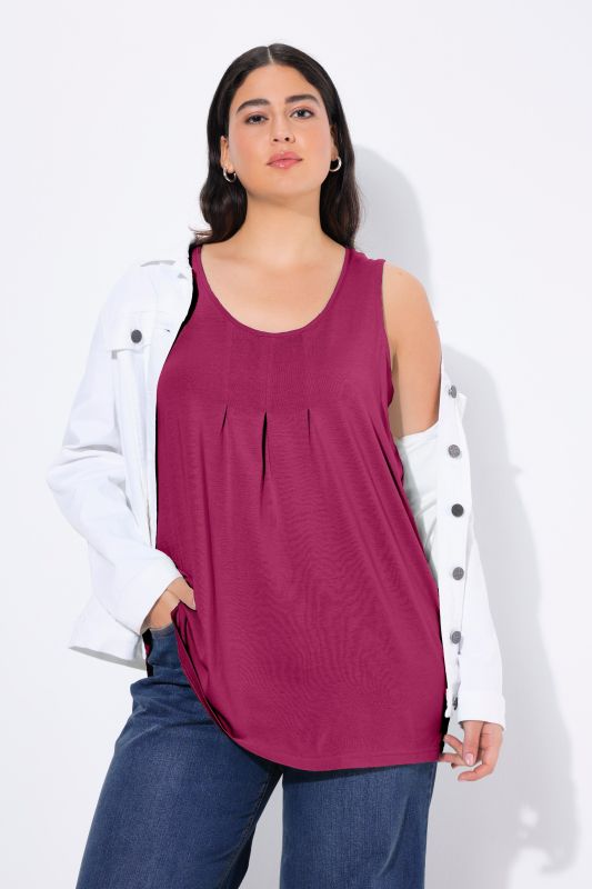 Débardeur en modal à jolis plis creux. Coupe évasée, encolure ronde et larges bretelles