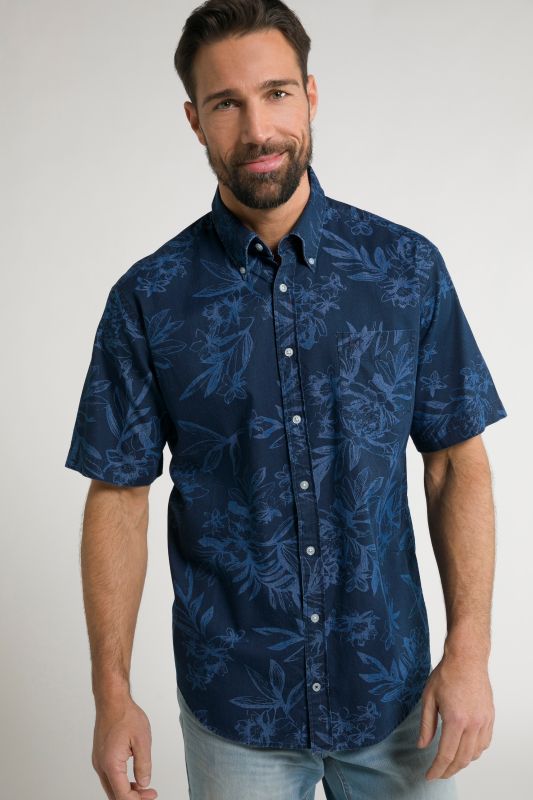 Chemise à manches courtes et col à pointes boutonnées, imprimé à fleurs - coupe Modern Fit