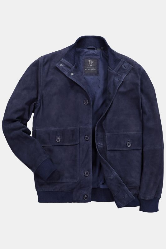 Veste en cuir suédé JP 1880, col montant et patte de boutonnage - jusqu'au 7 XL
