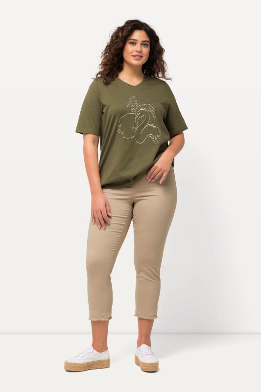 Pantalon 7/8 Sienna. Jambe étroite et ourlet frangé