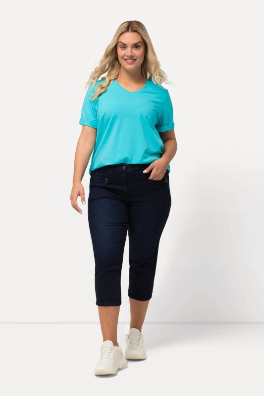 Jean Mony 7/8. Taille élastique. Poches zippées