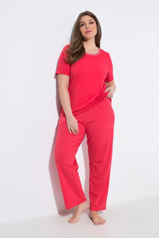 Pyjama deux pièces, pantalons à pois & T-shirt manches courtes