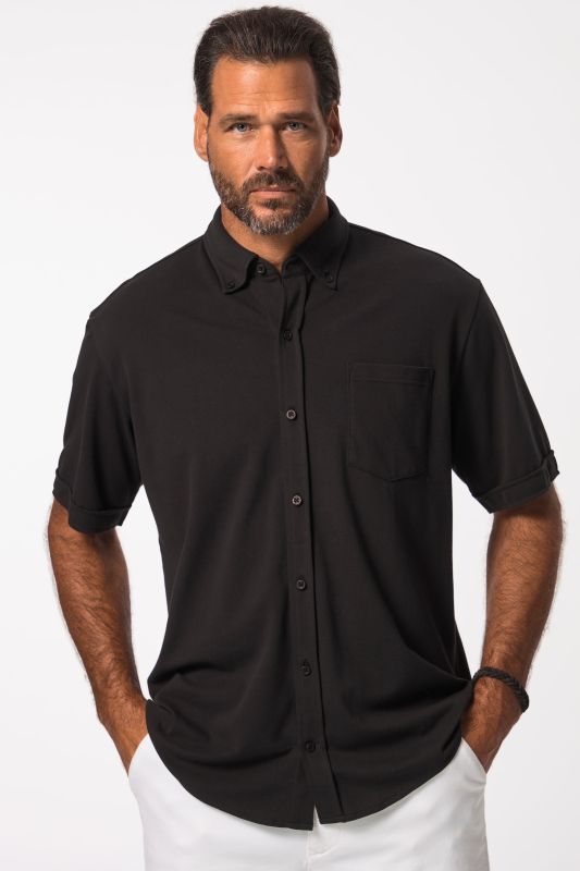 Chemise en maille piquée JP1880 coupe Modern, avec technologie FLEXNAMIC®, manches courtes et col à pointes boutonnées