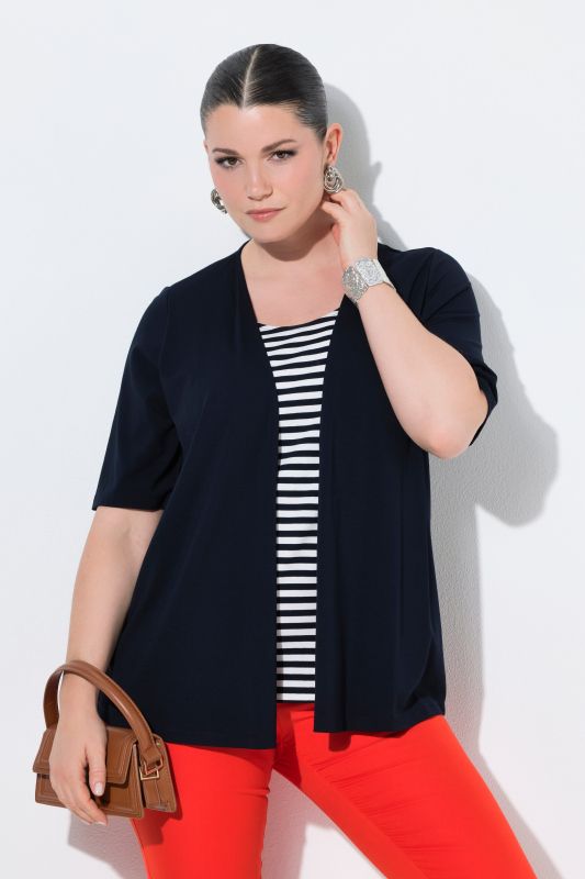 T-shirt 2 en 1 rayé. Manches courtes, décolleté rond