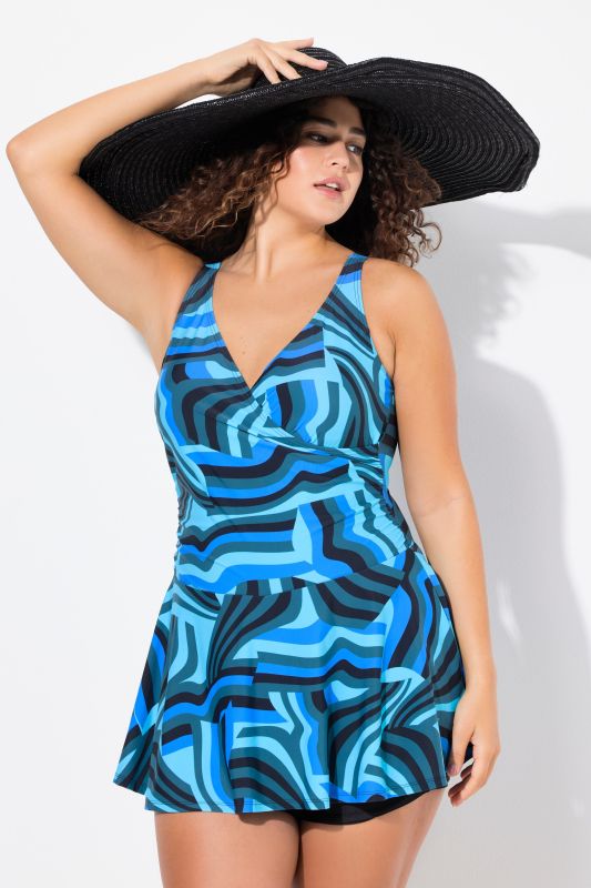 Robe de bain à motif ondulé, avec short et bonnets souples. Matière recyclée