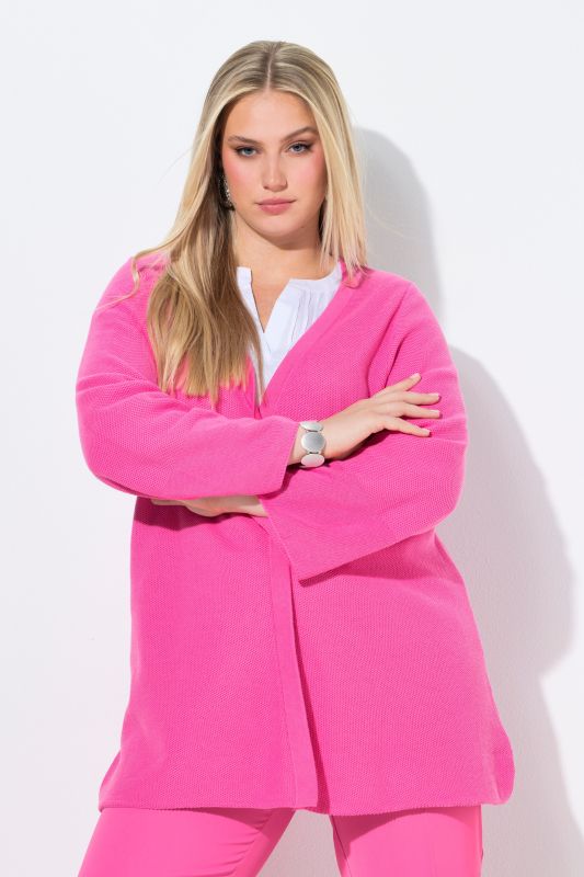 Cardigan coupe ouverte et évasée, encolure en V et manches 3/4