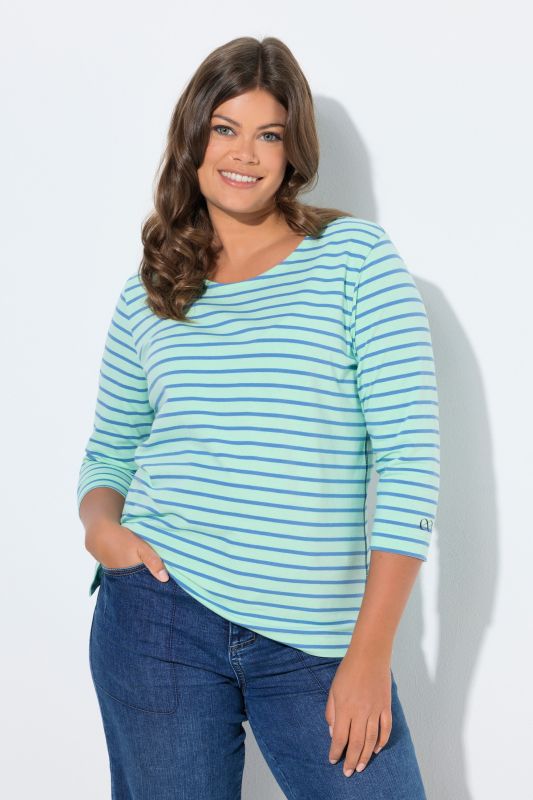 T-shirt rayé. Manches 3/4 et col rond