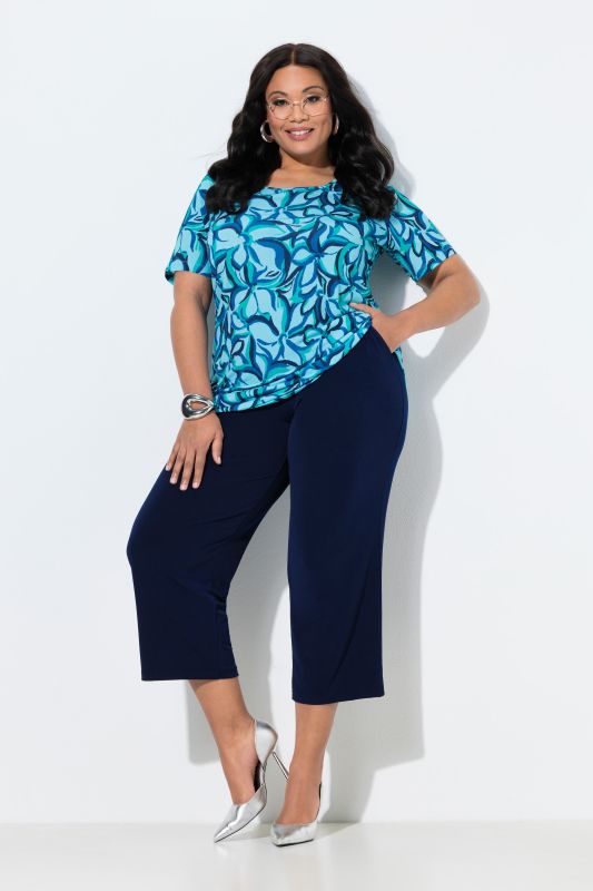 Pantalon 7/8 en jersey, jambe droite et taille élastique