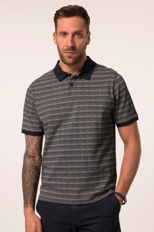 Polo JP 1880 en tissu piqué, manches courtes et imprimé all-over - jusqu'au 8 XL