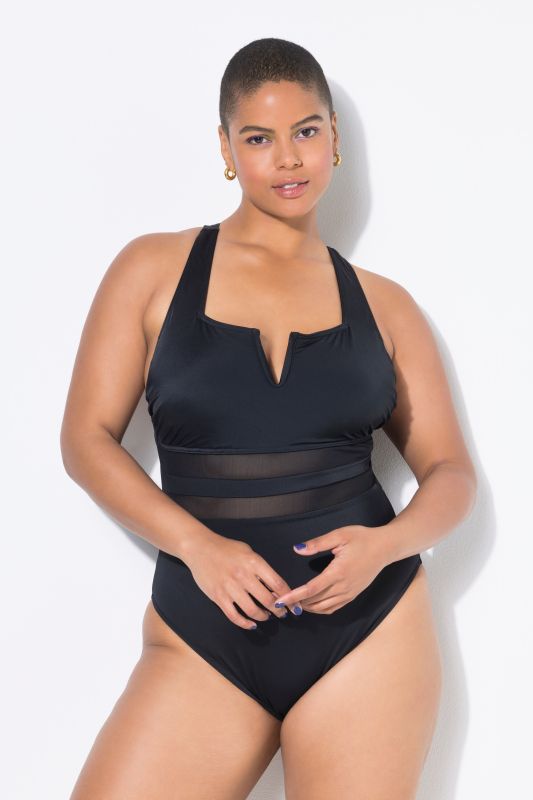 Maillot de bain, bonnets souples et empiècement en mesh