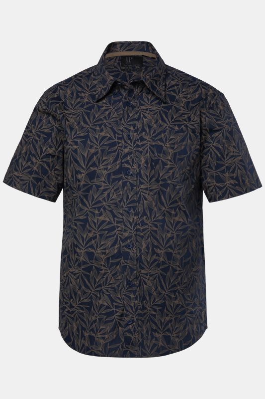 Chemise JP 1880 imprimé all-over, manches courtes et col à pointes boutonnées, coupe Modern Fit - jusqu'au 8 XL