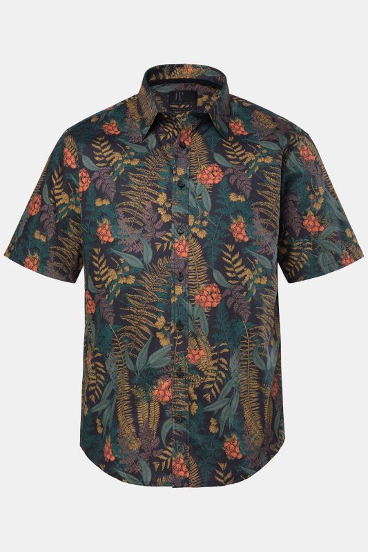 Chemise JP 1880 coupe Modern Fit, manches courtes, col Kent et motif floral - jusqu'au 8 XL