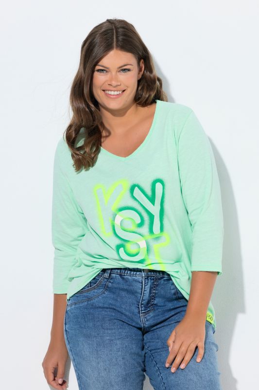 T-shirt décolleté en V et manches courtes, label OEKO-TEX MIG